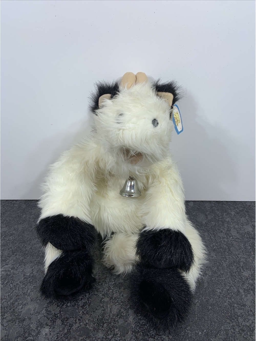 KellyToy PlayPet 24" White & Black Plush Stuffed Cow Toy W/ Bell NEW WITH TAG